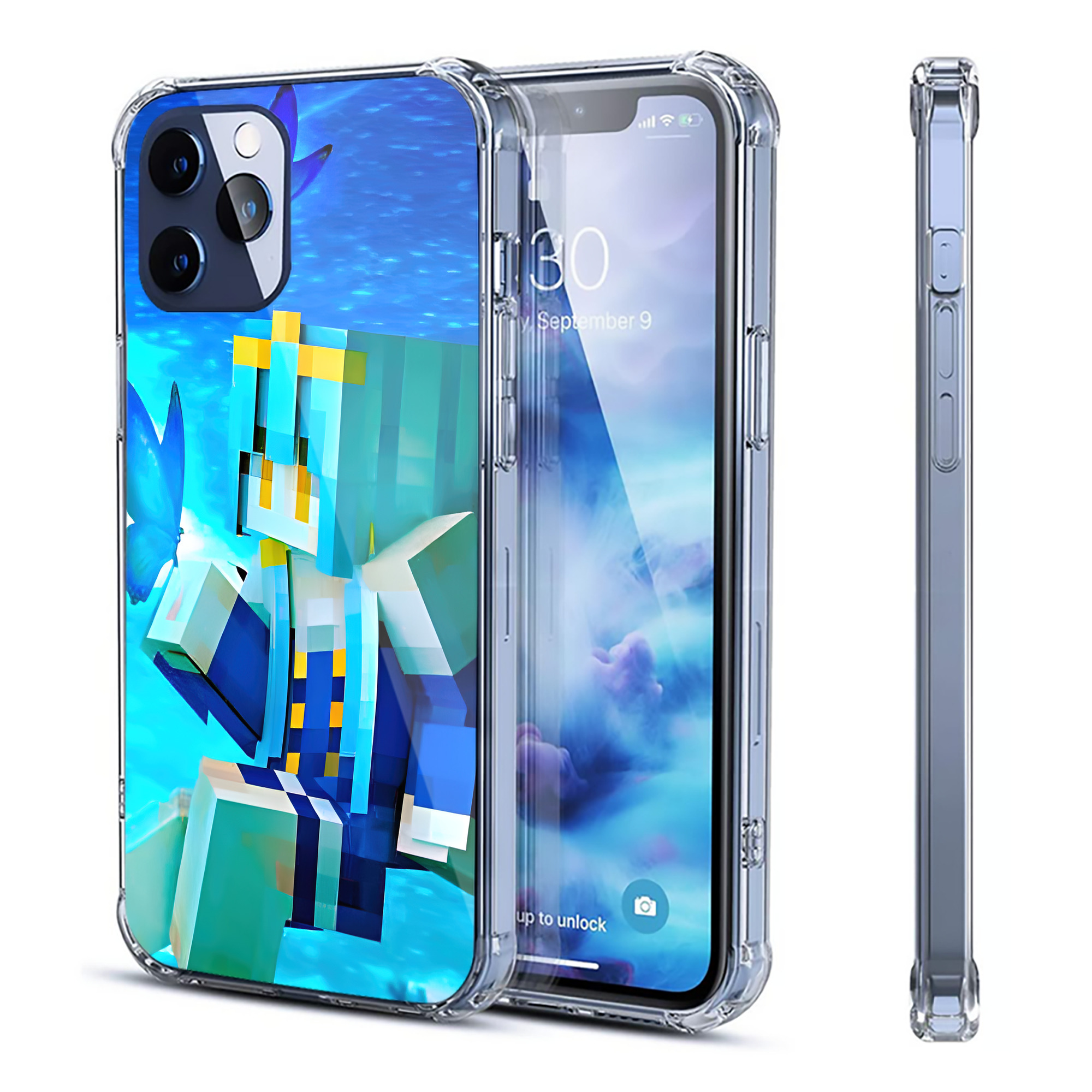 （画像用） マインクラフト ブロックの世界 Minecraft MC Block world 【iPhone 12シリーズ対応】透明スマホケース（クリアソフトケース）